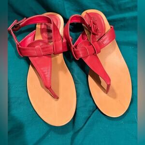 NWOT Lena Luisa red thong leather sandals sz 9